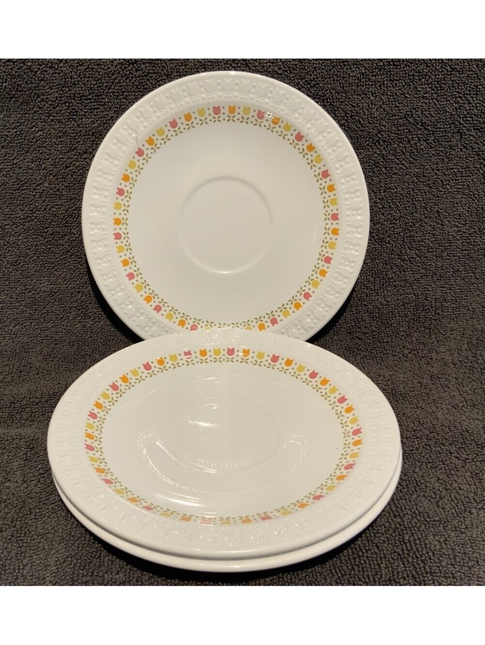 3 Centura by Corning 6” April Tulip Saucers